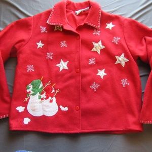 Womens Vtg Take Two Wool Blend Snowman Jacket Sz L